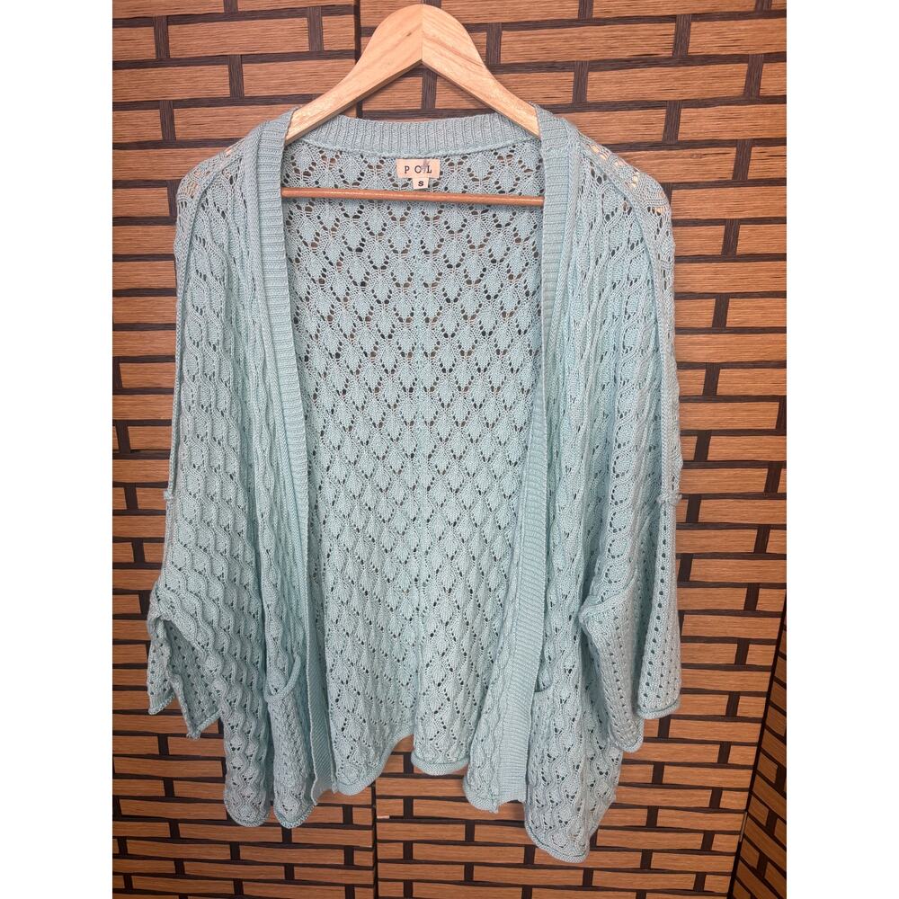 POL Light Blue Open‎ Knit Cardigan With Pockets Size Small